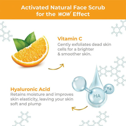 WOW Skin Science Vitamin C + Hyaluronic Acid Brightening Face Scrub For Gently Exfoliates, Smoothens Skin Texture