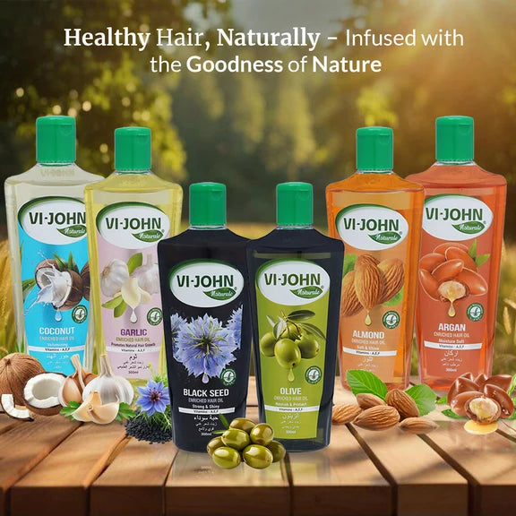 VI-JOHN Naturale Black Seed Enriched Hair Oil Strong & Shiny with Vitamin A.E & F - 300 ml