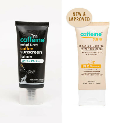 mCaffeine Sun Fix Detan & Oil Control Coffee Sunscreen SPF 50 PA++++, Lightweight & No White Cast - 50 ml