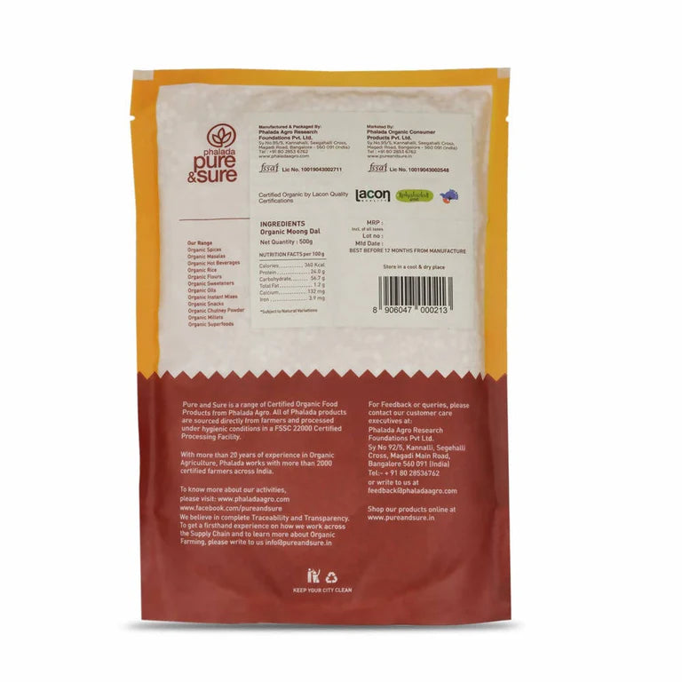 Pure & Sure Moong Dal Traditional Organic Pulses - 500 gm