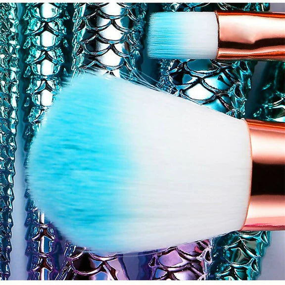 Favon Pack of 4 Professional Mermaid Shaped Makeup Brushes - Combo