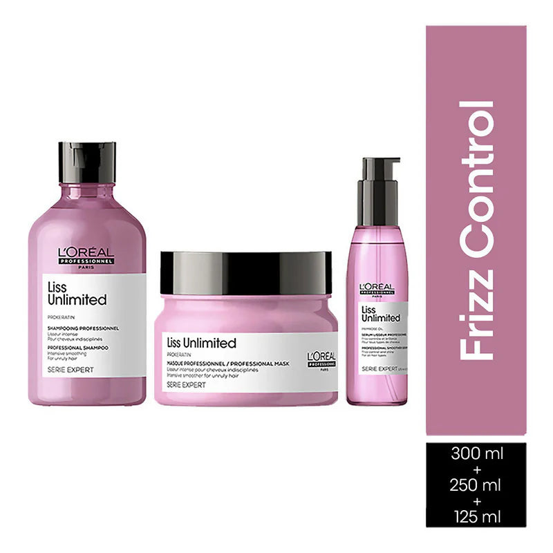 L'Oreal Professionnel Liss Unlimited Shampoo, Hair Mask & Hair Serum Serie Expert -combo