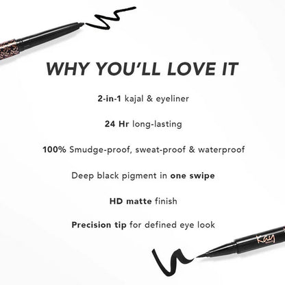 Kay Beauty Intense Black 24H Kajal Eyeliner Duo - 0.55 gm
