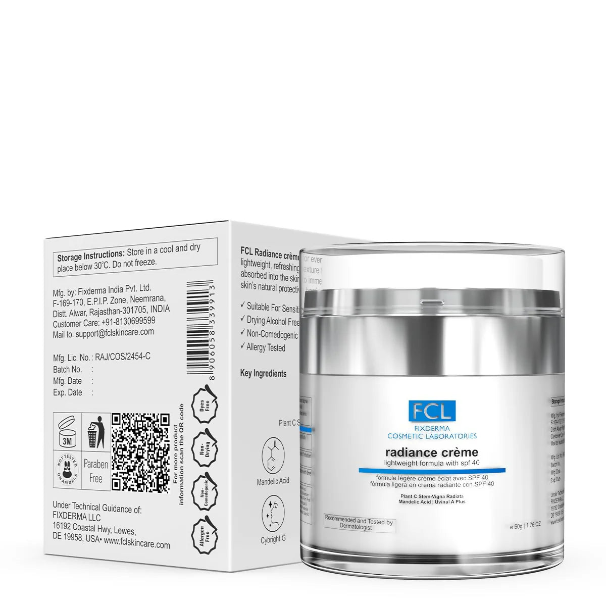 FCL Radiance Lightweight Formula With SPF40 Sunscreen Cream - 50 gm