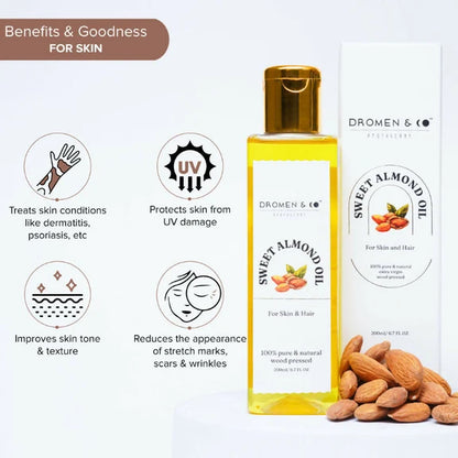 Dromen & Co Sweet Almond Oil For Skin & Hair - 200 ml