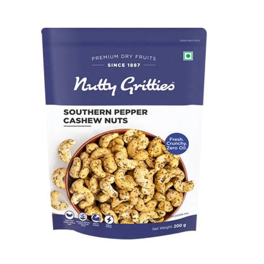 Nutty Gritties Southern Pepper Cashew Nuts - 200 gm
