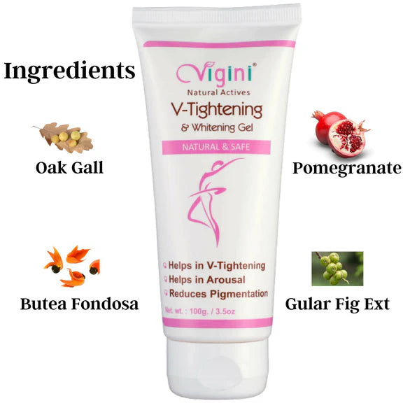 Vigini Natural Actives Vaginal V-Tightening Whitening Vagina Tight Moisturizer Lubricant Cream Gel - 100 gm