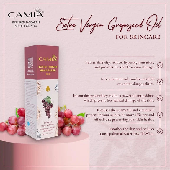 Camia Organic Extra Virgin Cold Pressed Grapeseed Oil - 100 ml