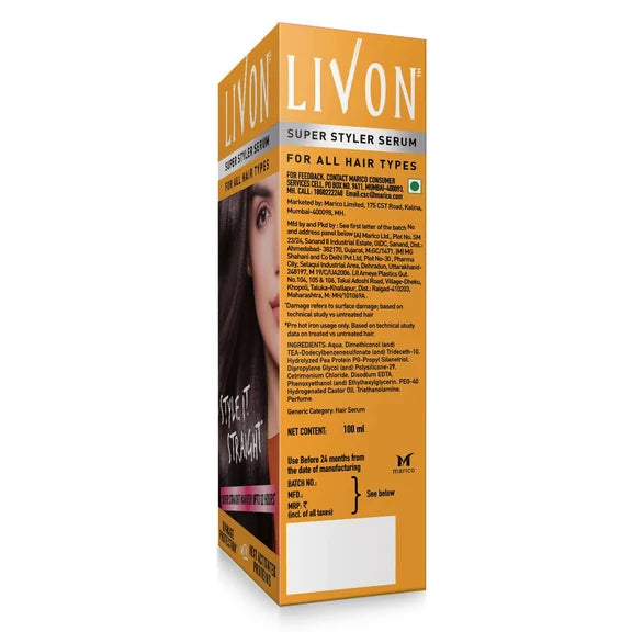 Livon Super Styler Serum For Hair Straightening - 100 ml