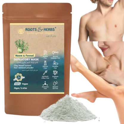 Roots and Herbs Neem and Fennel Depilatory Ubtan for Hair Removal - 70 gm