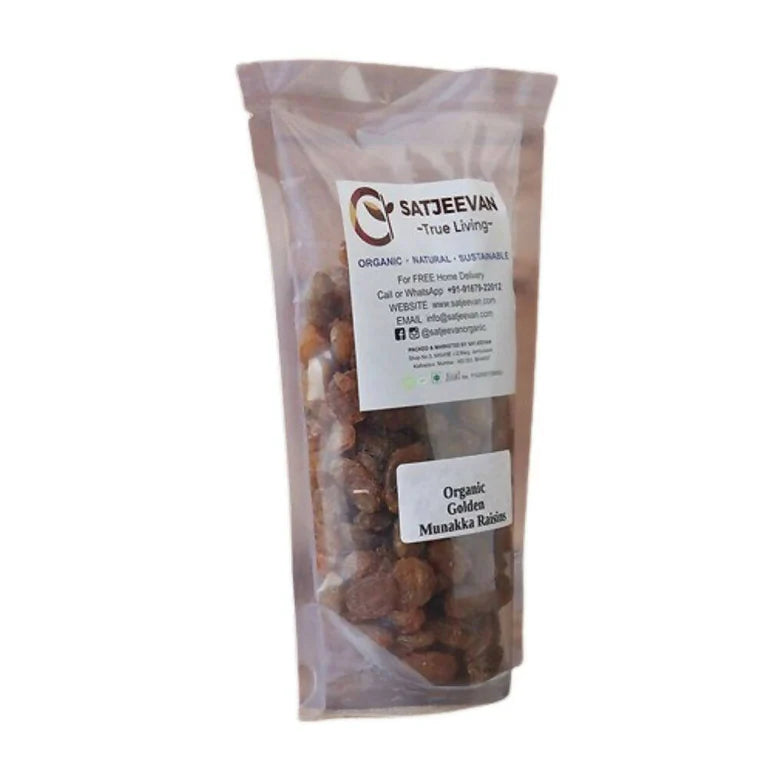 Satjeevan Organic Golden Munakka Raisins - 200 gm