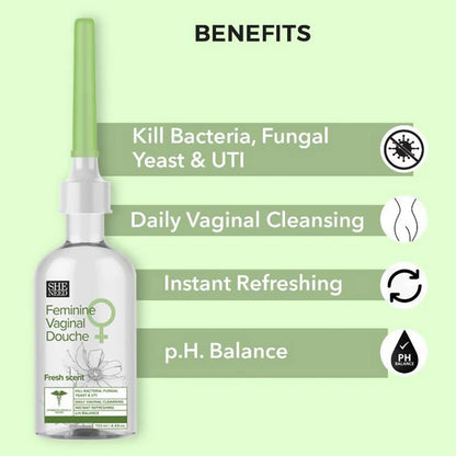 SheNeed Feminine Vaginal Douche-Fresh Scent- With Ph-3.5 - 133 ml - Pack of 2