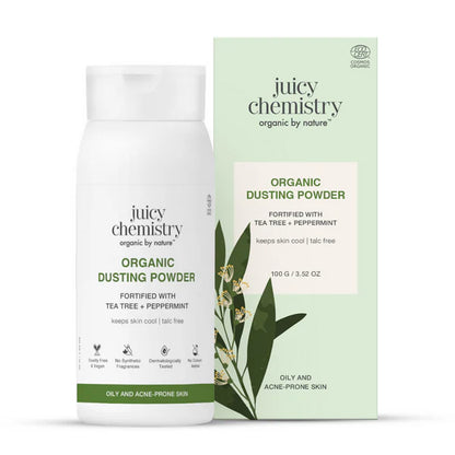 Juicy Chemistry Organic Dusting Powder Fortified With Tea Tree & Peppermint - 100 gm
