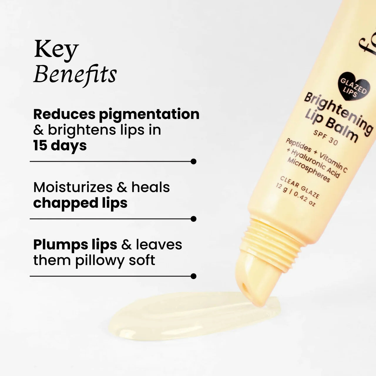 Foxtale Brightening SPF 30 Lip Balm - Clear Glaze (Vanilla), Brightens Lips, Reduces Pigmentation