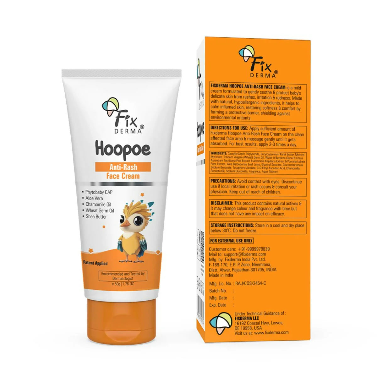 Fixderma Hoopoe Baby Anti-Rash Face Cream - 50 gm