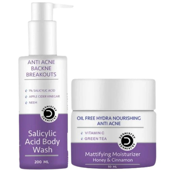 Dermistry Salicylic Acid Body Wash & Mattifying Moisturizer - combo
