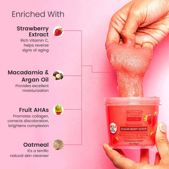 Bryan & Candy Strawberry Sugar Body Scrub - 250 gm