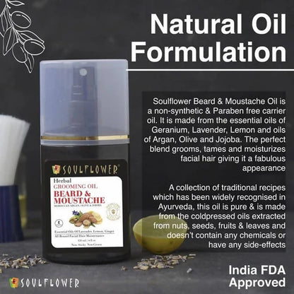 Soulflower Herbal Beard And Moustache Grooming Oil - 120 ml