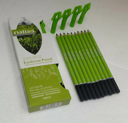 Maliao Black Eyebrow Pencils For Ease And Precise Application (Pack Of 12) - Pack of 12