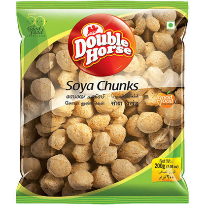 Double Horse Soya Chunks | Super Soft, Protein Rich, Tender & Juicy Soya Bean Chunks | More Protein, Fat-Free - 200 gm