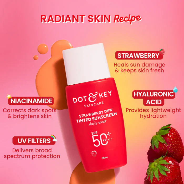 Dot & Key Strawberry Dew Tinted Sunscreen SPF 50+ PA++++ - 07 Caramel - 50 gm