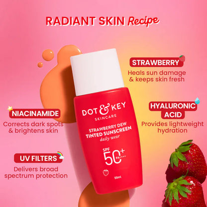Dot & Key Strawberry Dew Tinted Sunscreen SPF 50+ PA++++ - 07 Caramel - 50 gm
