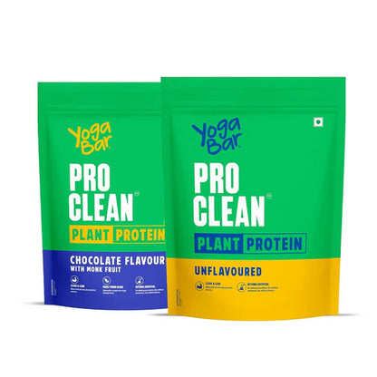 Yoga Bar Pro Clean Plant Protein Powder Chocolate Flavour & Unflavoured - combo