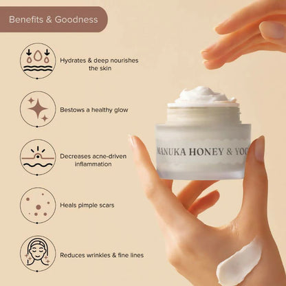 Dromen & Co Manuka Honey & Yoghurt Serum Moisturiser - Hydrates & Deep Nourishes, Reduces Wrinkles - 50 gm