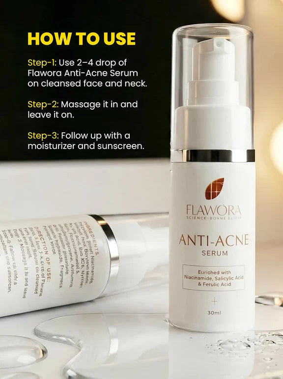 Flawora Set of D-Tan Lotion, Anti Acne Serum, Anti-Grey Hair Serum and Golden Glow Face Serum - combo