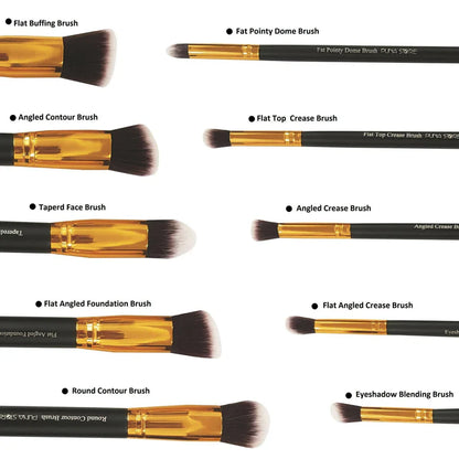 Favon Pack of 10 Professional Makeup Brushes - Combo