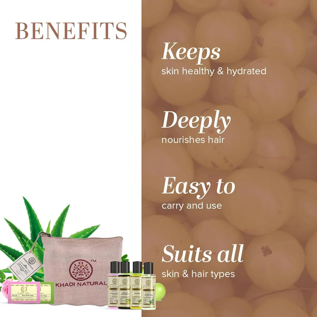 Khadi Natural Travel Kit Skincare & Haircare Essentials On-The-Go - combo