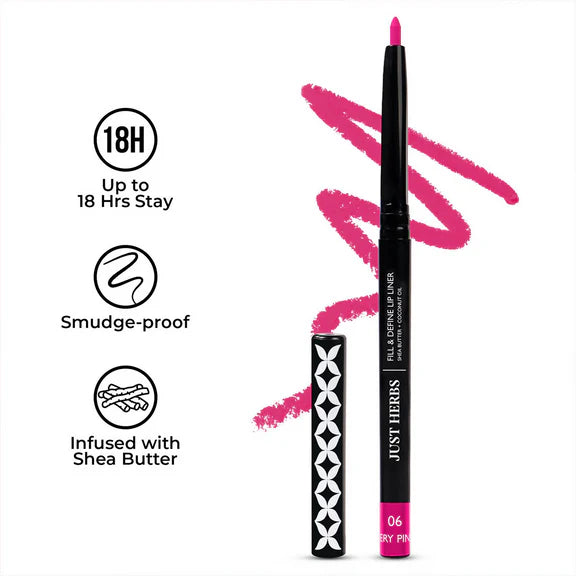 Just Herbs Fill & Define Lip Liner - Fiery Pink - 0.3 gm