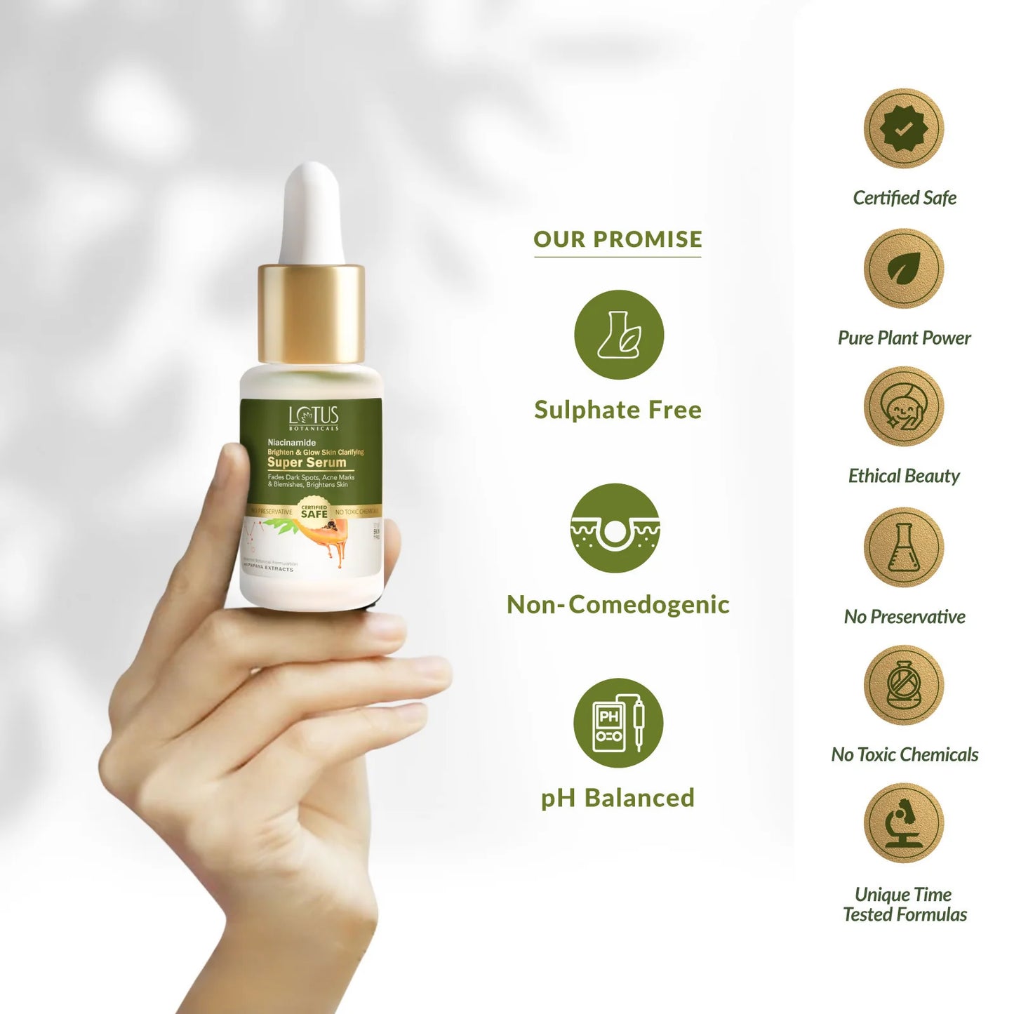 Lotus Botanicals Niacinamide & Papaya Brighten & Glow Skin Clarifying Super Serum - 14 ml