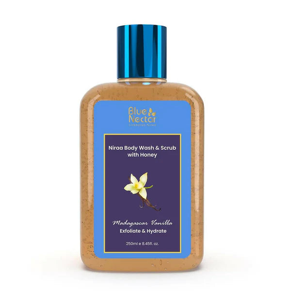Blue Nectar Niraa Body Wash & Scrub with Honey - Madagascar Vanilla - 250 ml