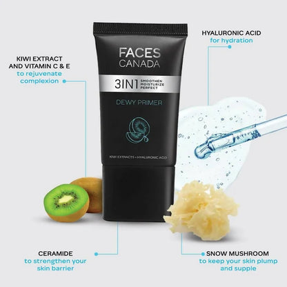 Faces Canada 3in1 Dewy Primer - Instant Smooth & Dewy Perfection - 30 gm