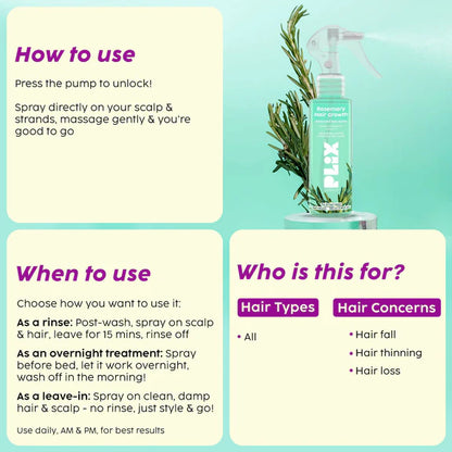 PLIX The Plant Fix Rosemary Hair Growth Advanced Hair Spray For Fuller, Thicker Hair - 100 ml