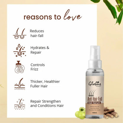 Globus Remedies Anti-Hair Fall Hair Serum, For Frizzy Hair, Smoothens Rough Ends, Adds Instant Shine - 100 ml