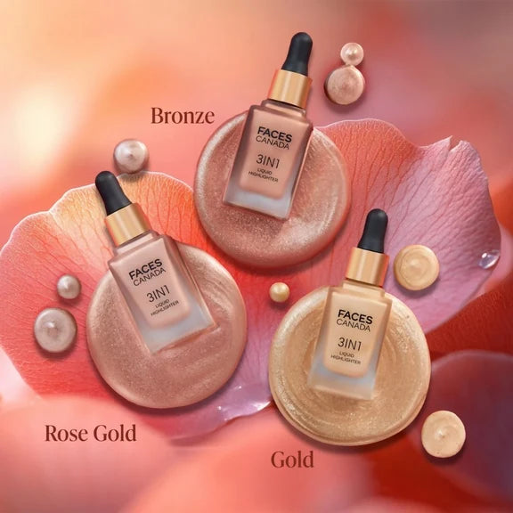 Faces Canada 3 in 1 Liquid Highlighter - Gold 01 - 15 ml