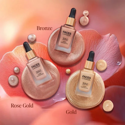 Faces Canada 3 in 1 Liquid Highlighter - Gold 01 - 15 ml