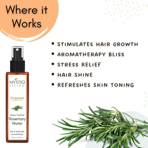 Mystiq Living Rosemary Water for Hair Growth - Hair Mist Spray - 100 ml