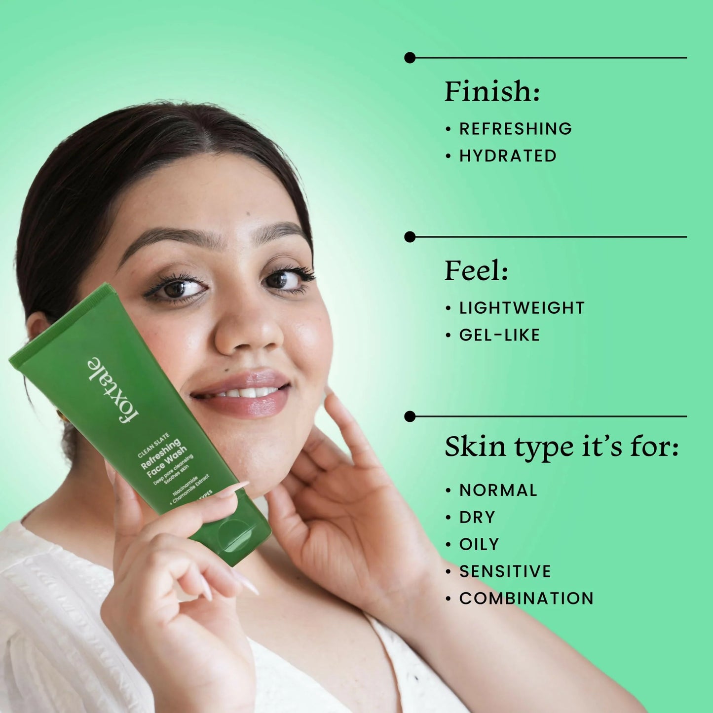 Foxtale Refreshing Face Wash For Deep Cleansing with Niacinamide - Hydrates & Brightens Skin - 100 ml