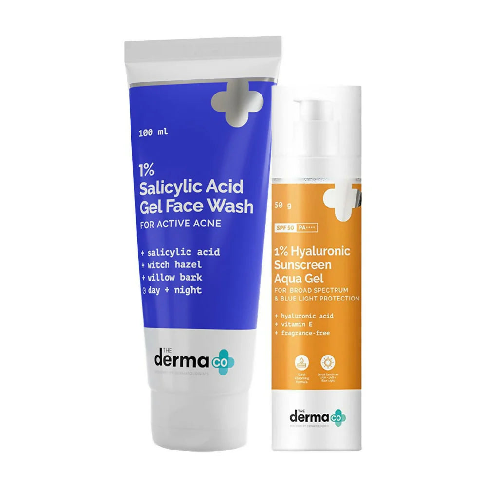 The Derma Co 1% Hyaluronic Sunscreen & 2% Salicylic Face Wash Combo