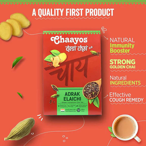 Chaayos Adrak Elaichi Tea Powder (Ginger & Cardamom) - 100 gm