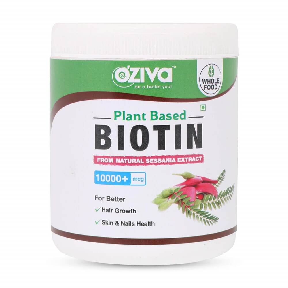 OZiva Plant Based Biotin (10,000+ mcg) -125 gm