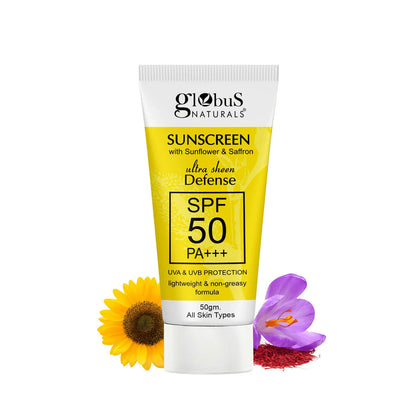 Globus Naturals Sunscreen with Ultra Sheen Defense - 50 gm
