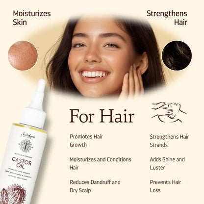Indulgeo Essentials Cold Pressed Castor Oil For Hair Growth - 200 ml