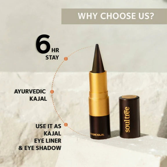 Soultree Ayurvedic Kajal - Pure Black 011 - 3 gm