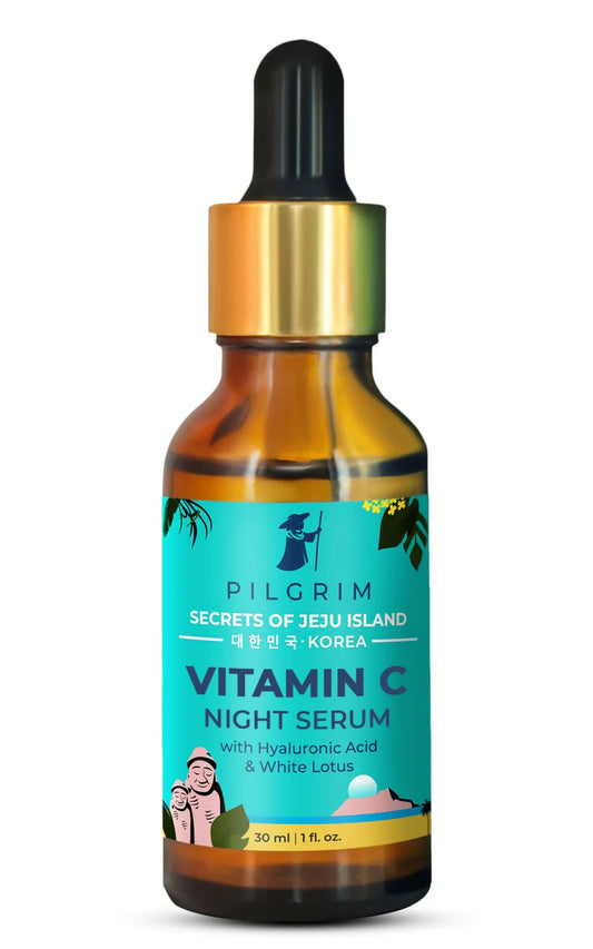 Pilgrim Korean Vitamin C Night Serum for glowing skin with Hyaluronic acid & White Lotus -30 ml