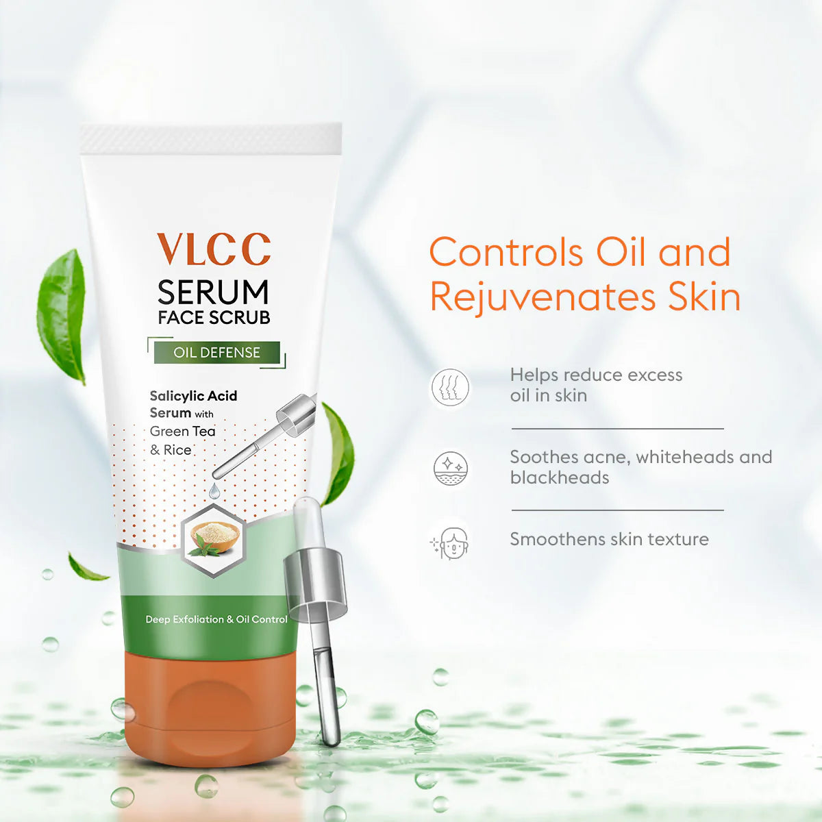 VLCC Oil Defense Scrub With Salicylic Acid Serum Green Tea & Rice
