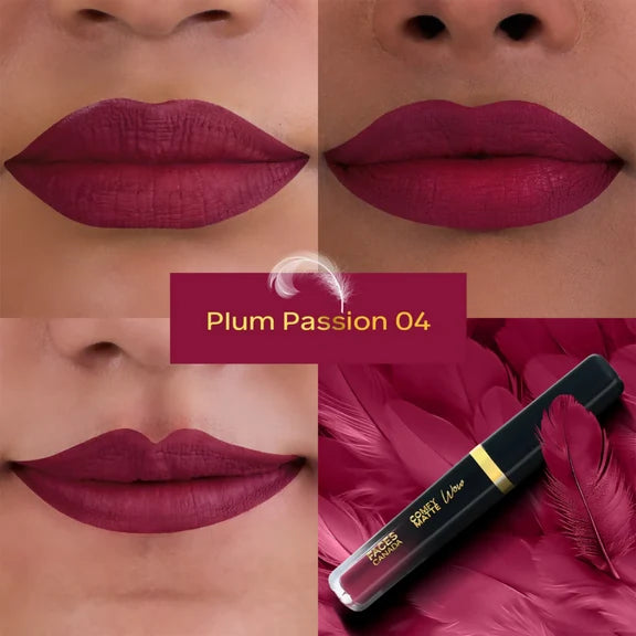 Faces Canada Comfy Matte Wow Liquid Lipstick - Plum Passion 04 - 3.8 ml